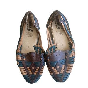 Hurache Sandals Leather Woven Flat Sandals 9
